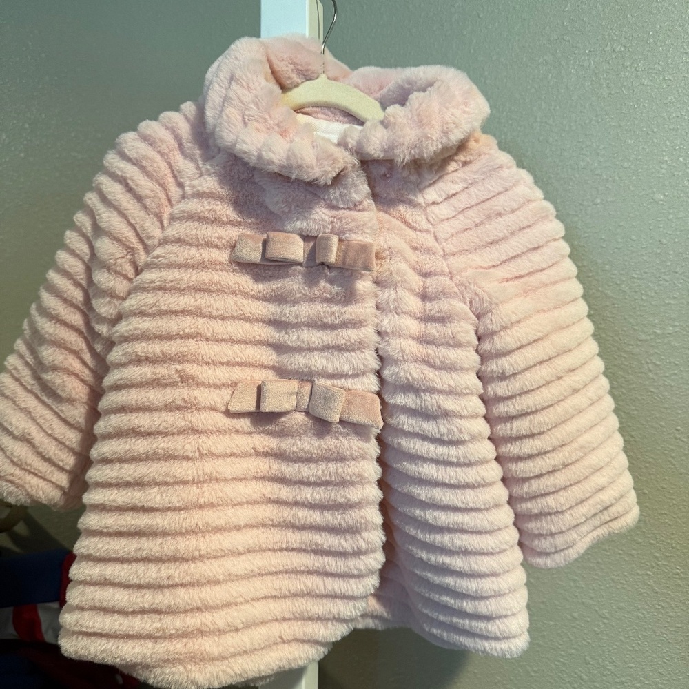 Mayoral Girls 12 Month Fur Coat Pink